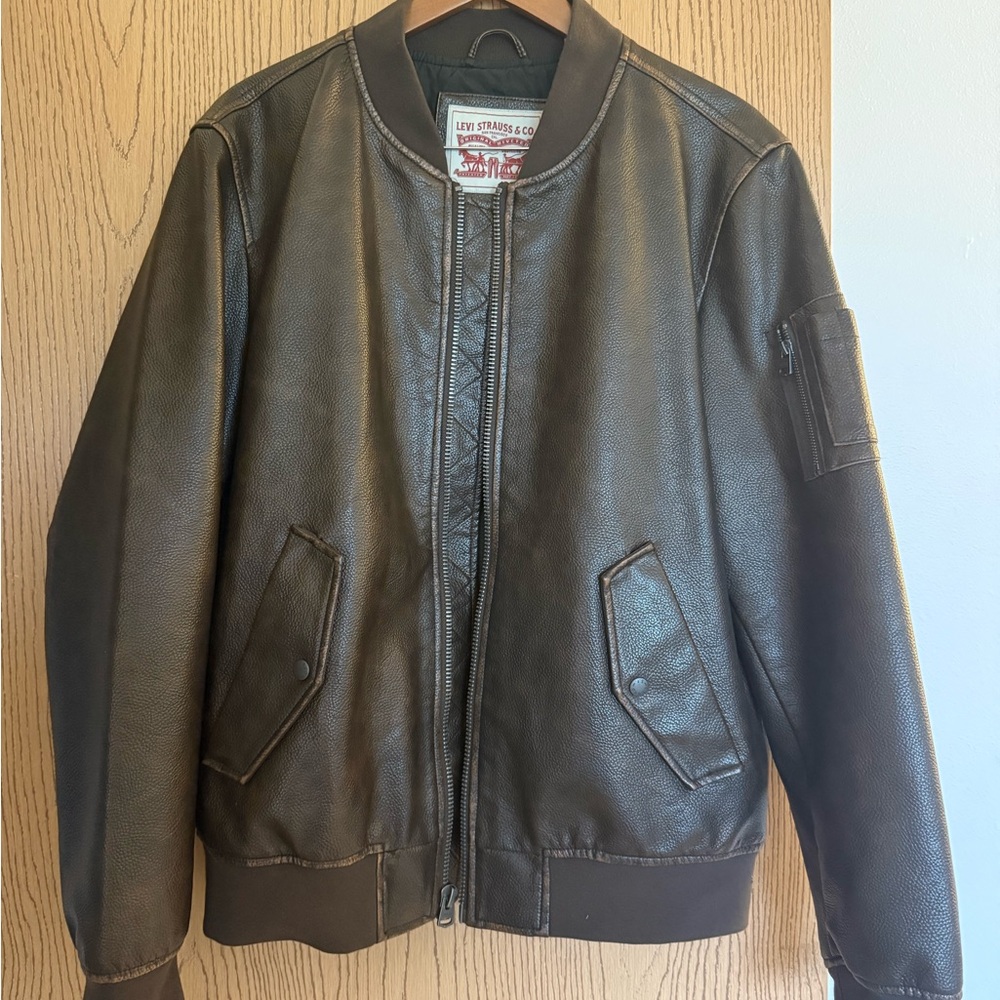 Levi's Men's Brown Leather Bomber Jacket